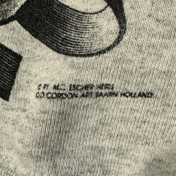 VTG 90s M.C. Escher Graphic Crewneck Oneita XL(46-48) USA Gray Sleeve Hit! - Picture 6 of 12